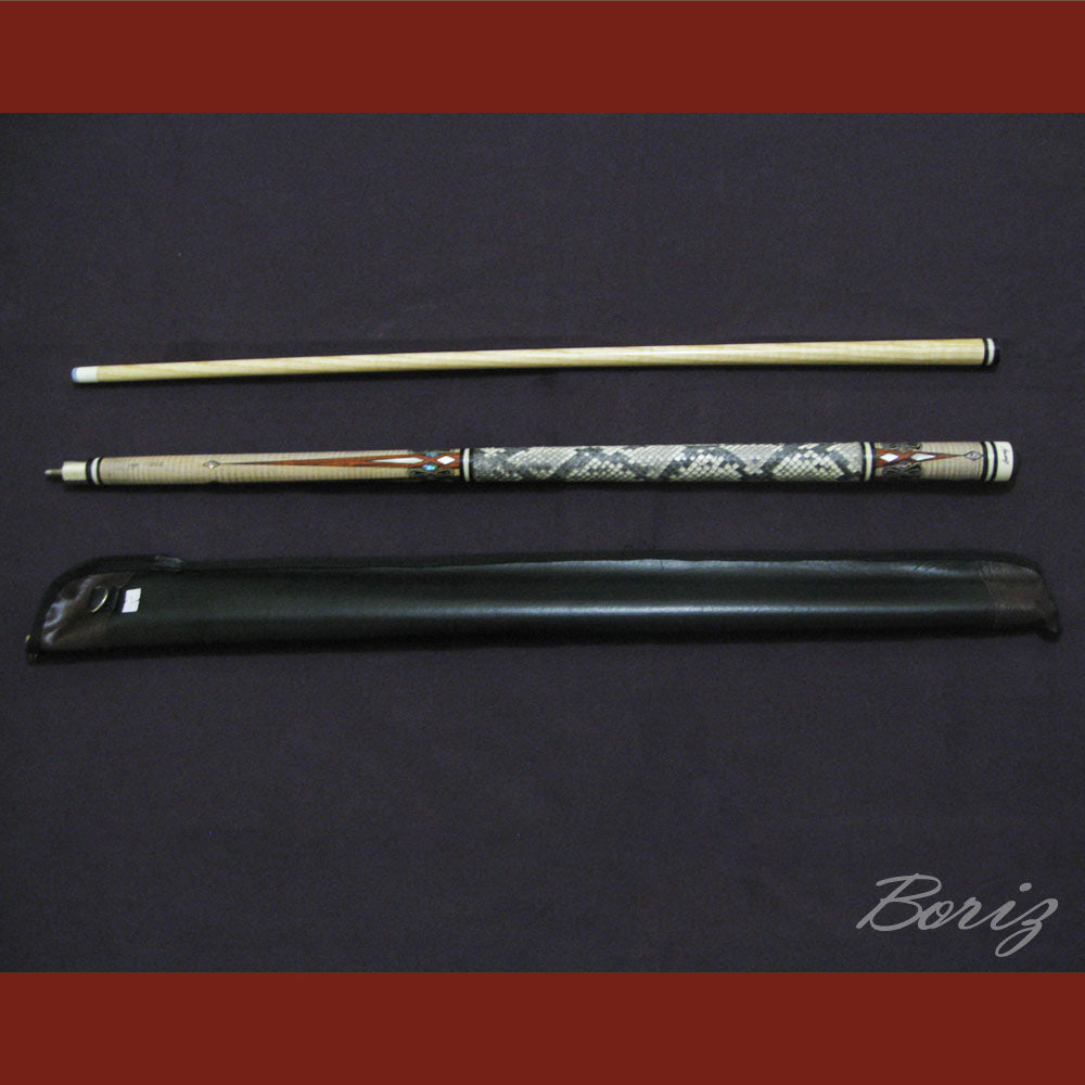 Boriz Billiards Raw Snake Skin Grip Pool Cue Stick Original Inlay Artwork #BCC001