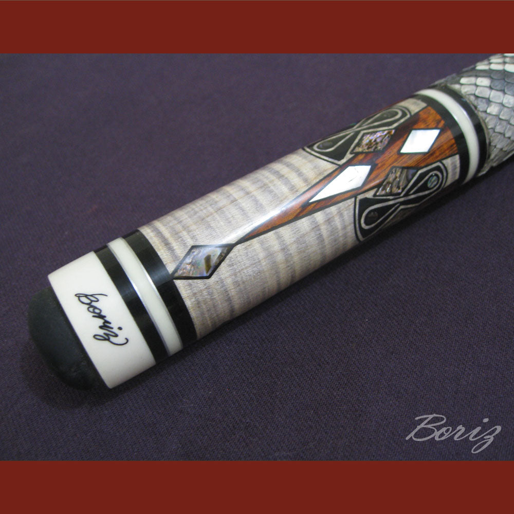 Boriz Billiards Raw Snake Skin Grip Pool Cue Stick Original Inlay Artwork #BCC001