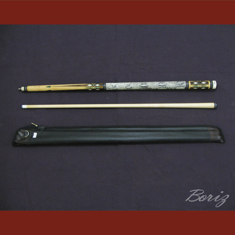Boriz Billiards Raw Snake Skin Grip Pool Cue Stick Original Inlay Artwork #BCC002