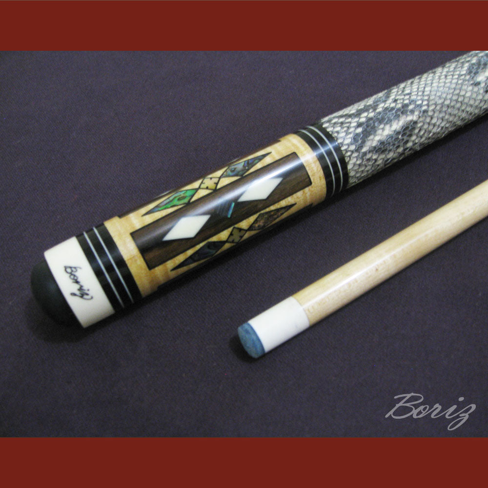 Boriz Billiards Raw Snake Skin Grip Pool Cue Stick Original Inlay Artwork #BCC002