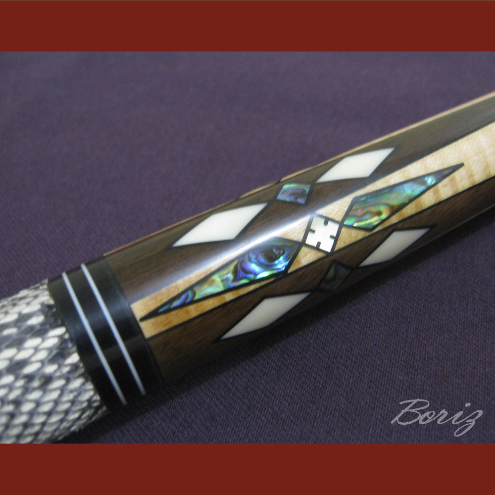 Boriz Billiards Raw Snake Skin Grip Pool Cue Stick Original Inlay Artwork #BCC002