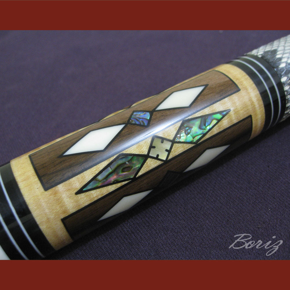 Boriz Billiards Raw Snake Skin Grip Pool Cue Stick Original Inlay Artwork #BCC002
