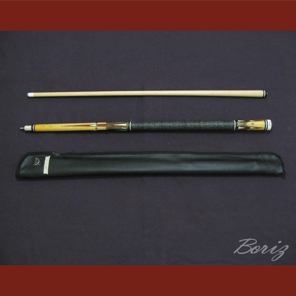Boriz Billiards Black Linen Wrap Grip Pool Cue Stick Original Inlay Artwork #BCC003