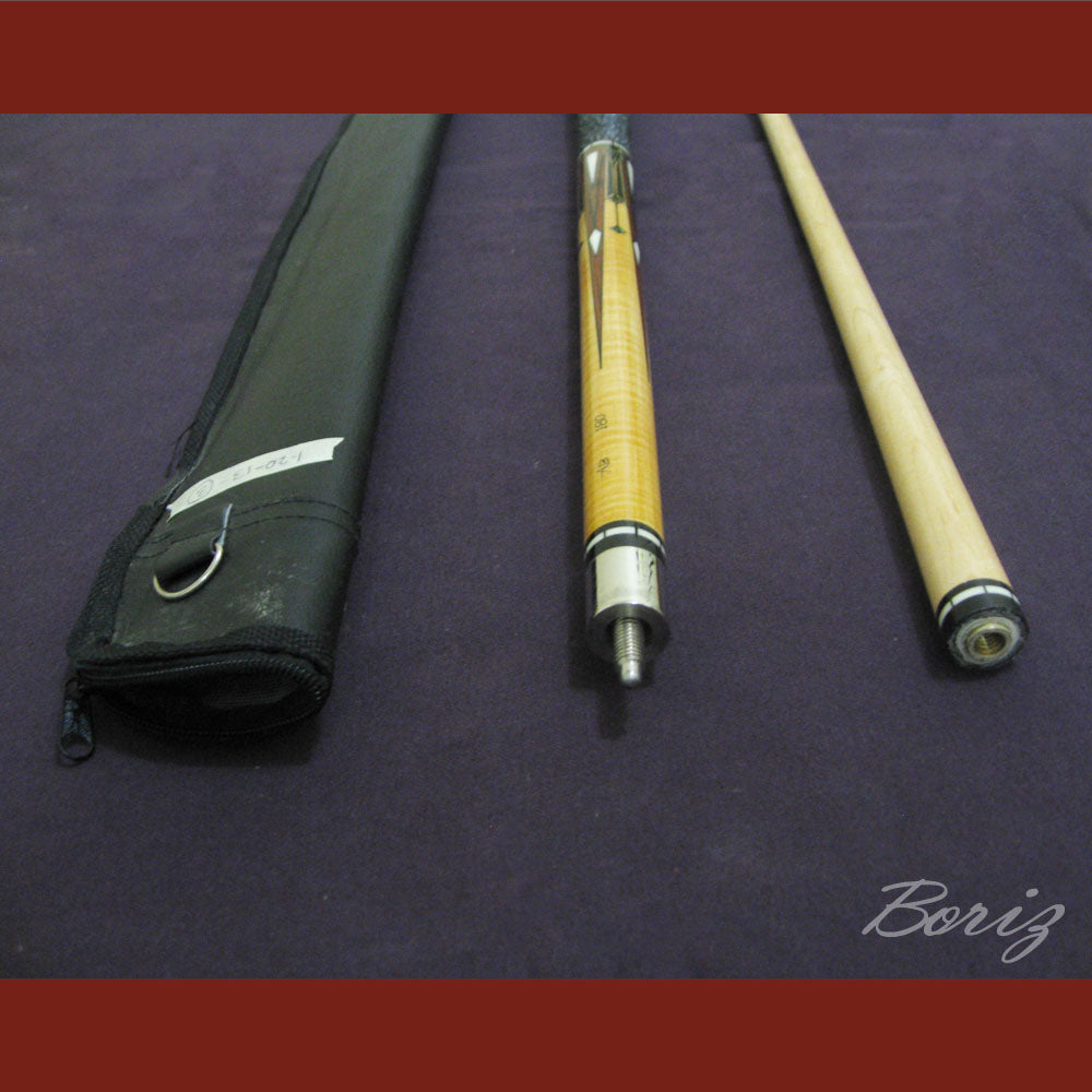 Boriz Billiards Black Linen Wrap Grip Pool Cue Stick Original Inlay Artwork #BCC003