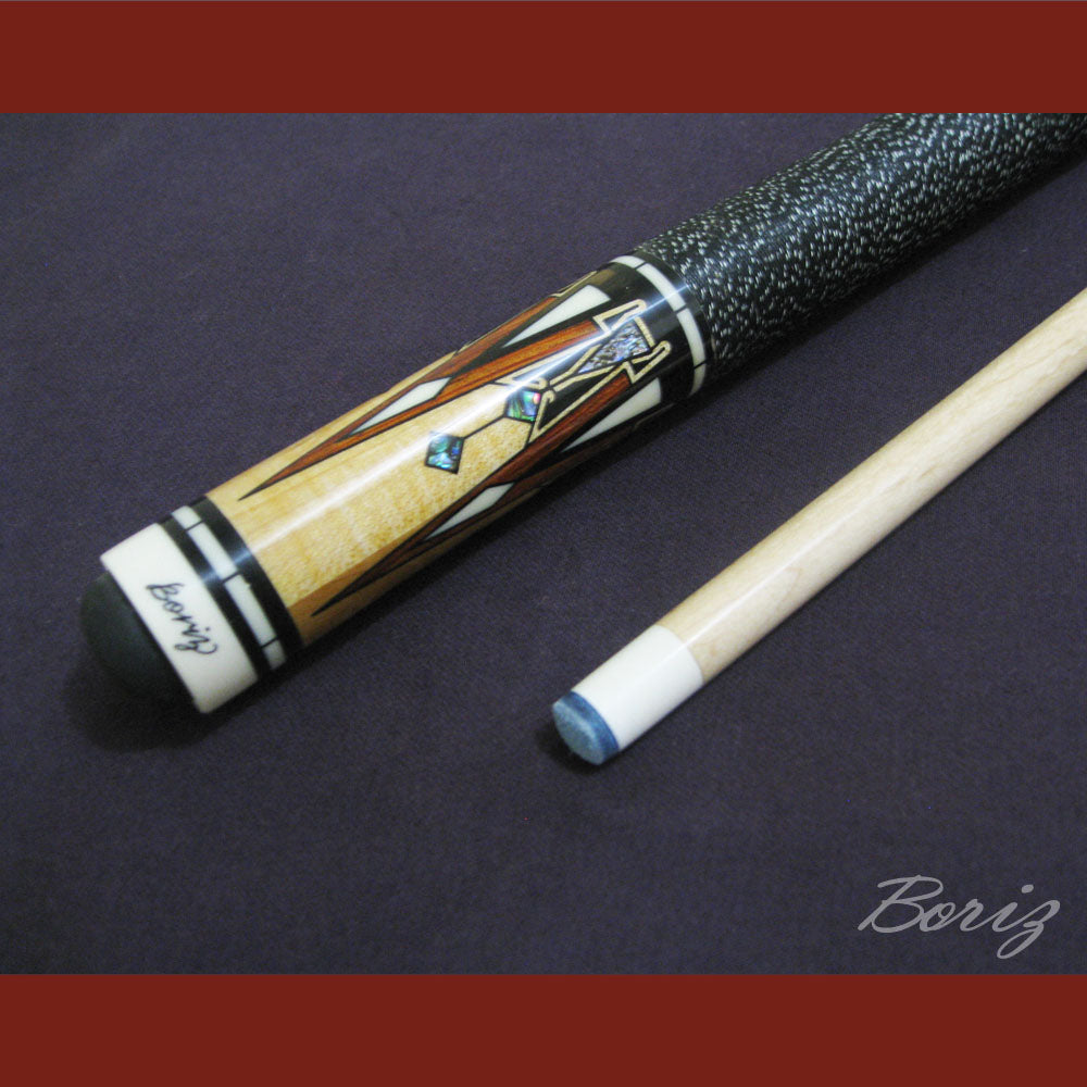 Boriz Billiards Black Linen Wrap Grip Pool Cue Stick Original Inlay Artwork #BCC003