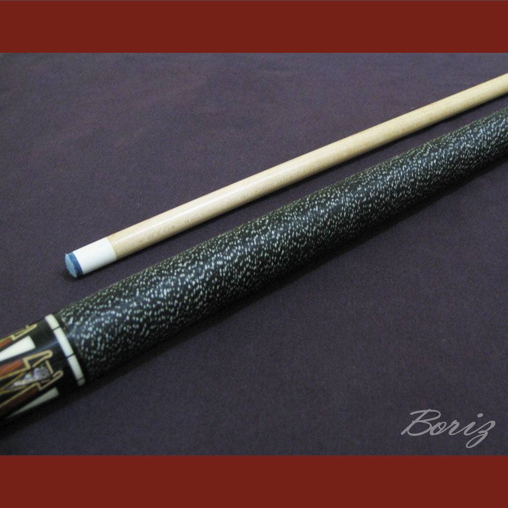Boriz Billiards Black Linen Wrap Grip Pool Cue Stick Original Inlay Artwork #BCC003