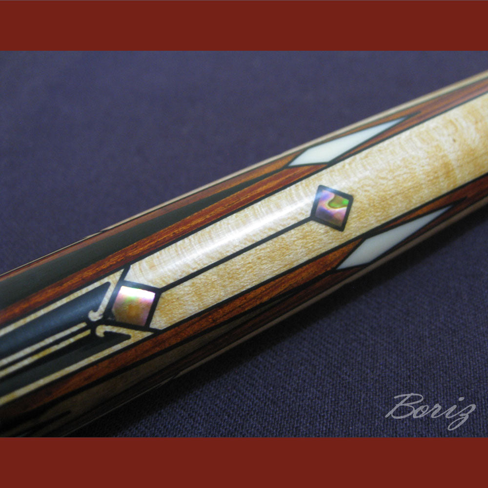 Boriz Billiards Black Linen Wrap Grip Pool Cue Stick Original Inlay Artwork #BCC003