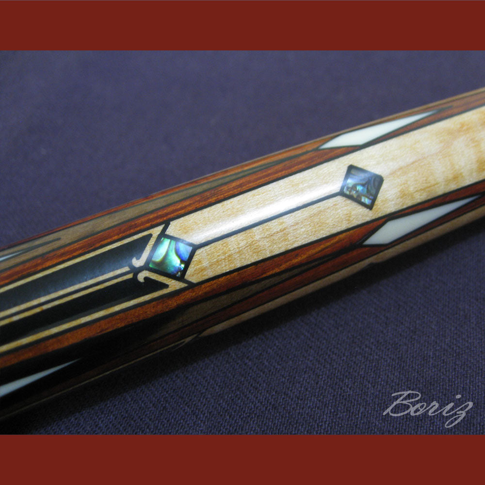 Boriz Billiards Black Linen Wrap Grip Pool Cue Stick Original Inlay Artwork #BCC003