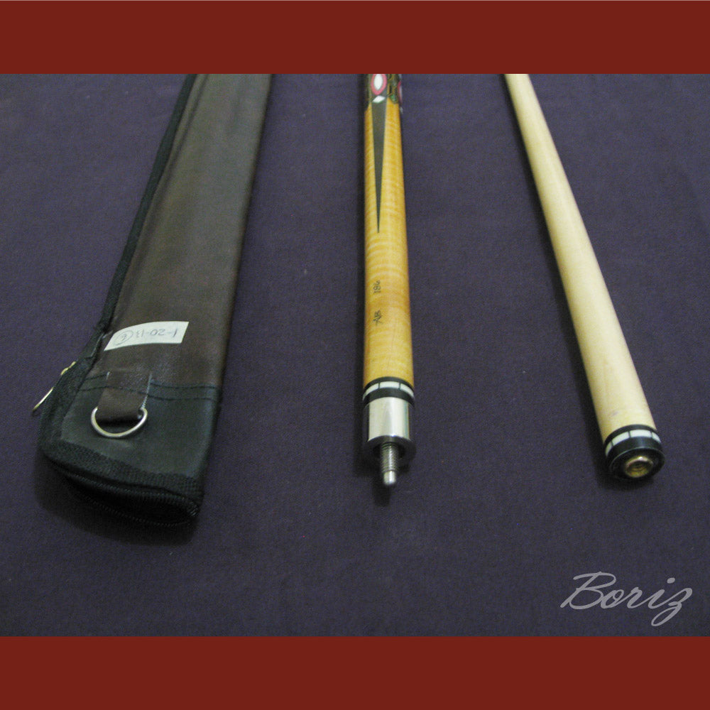 Boriz Billiards Raw Snake Skin Leather Grip Pool Cue Stick Original Inlay Artwork #BCC006
