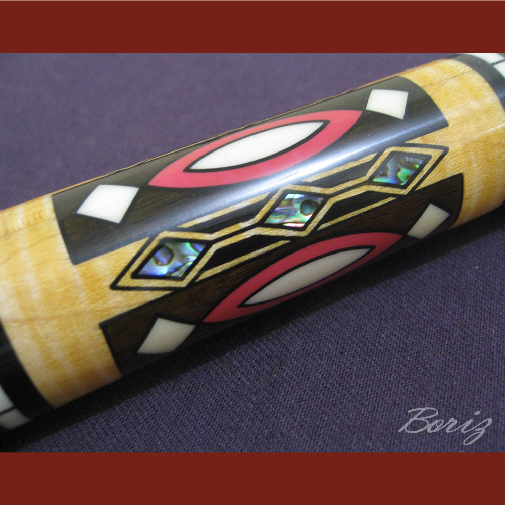 Boriz Billiards Raw Snake Skin Leather Grip Pool Cue Stick Original Inlay Artwork #BCC006
