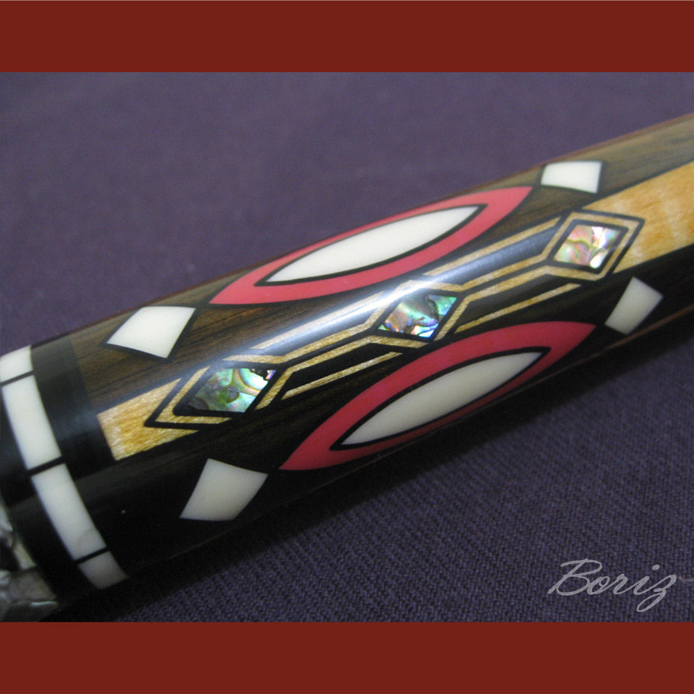 Boriz Billiards Raw Snake Skin Leather Grip Pool Cue Stick Original Inlay Artwork #BCC006