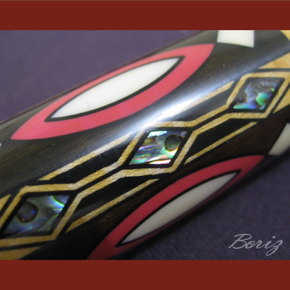 Boriz Billiards Raw Snake Skin Leather Grip Pool Cue Stick Original Inlay Artwork #BCC006