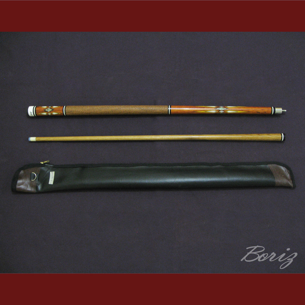 Boriz Billiards Brown Snake Skin Leather Grip Pool Cue Stick Original Inlay Artwork #BCC007