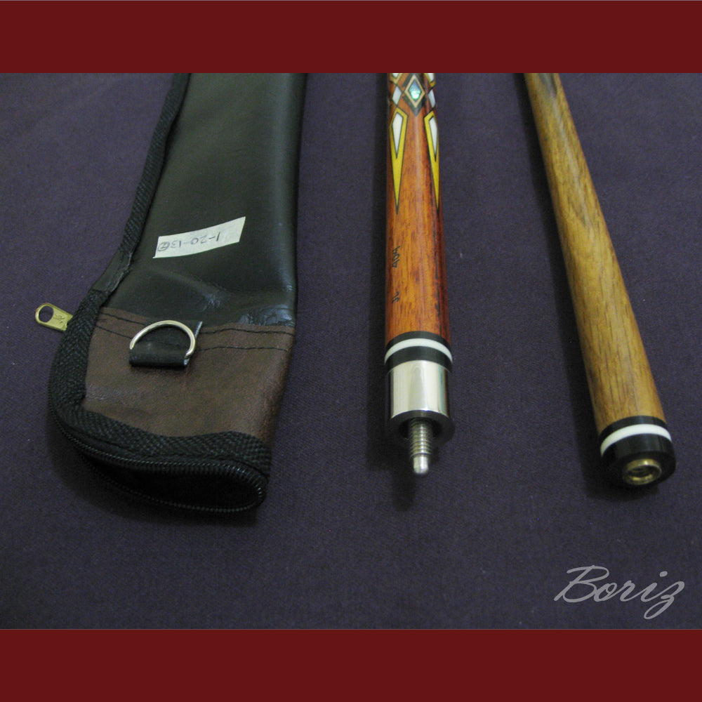 Boriz Billiards Brown Snake Skin Leather Grip Pool Cue Stick Original Inlay Artwork #BCC007