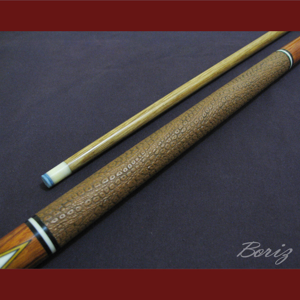 Boriz Billiards Brown Snake Skin Leather Grip Pool Cue Stick Original Inlay Artwork #BCC007