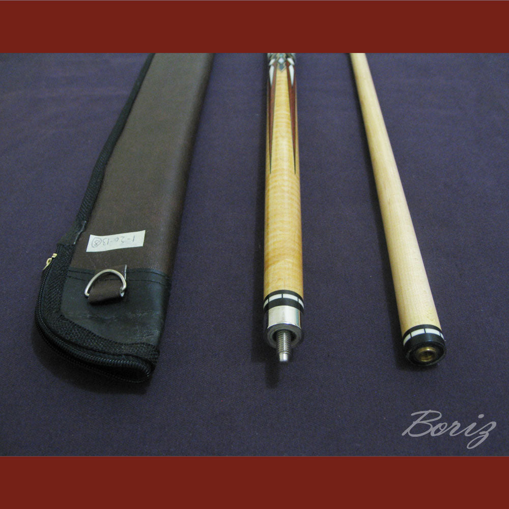 Boriz Billiards Raw Snake Skin Leather Grip Pool Cue Stick Original Inlay Artwork #BCC008