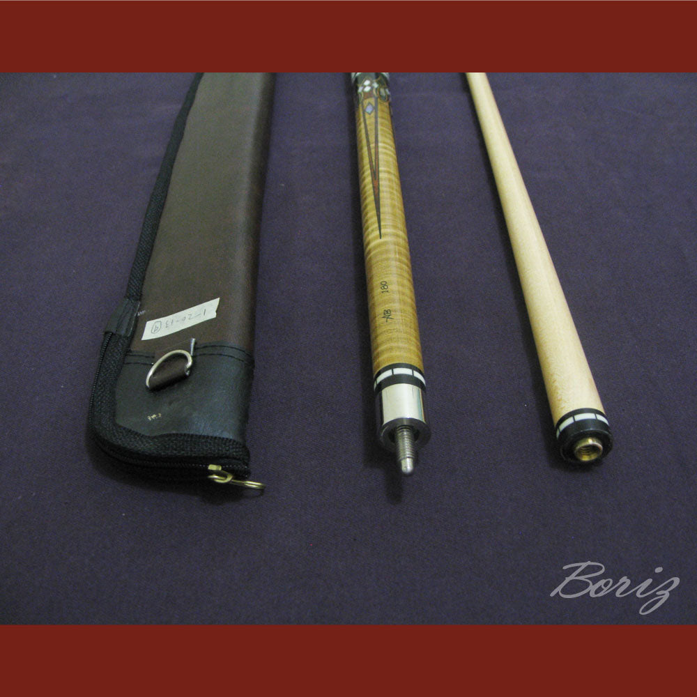 Boriz Billiards Raw Snake Skin Leather Grip Pool Cue Stick Original Inlay Artwork #BCC009