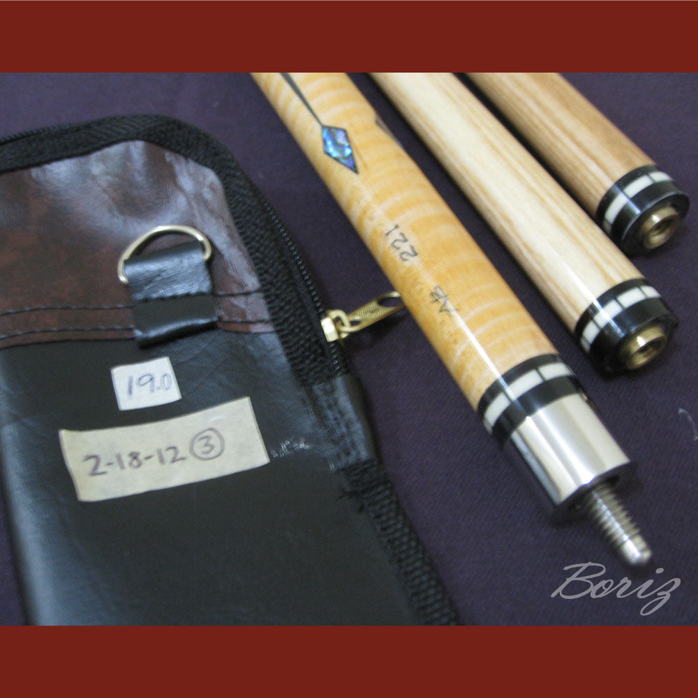 Boriz Billiards Raw Snake Skin Leather Grip Pool Cue Stick Original Inlay Artwork #BCC013