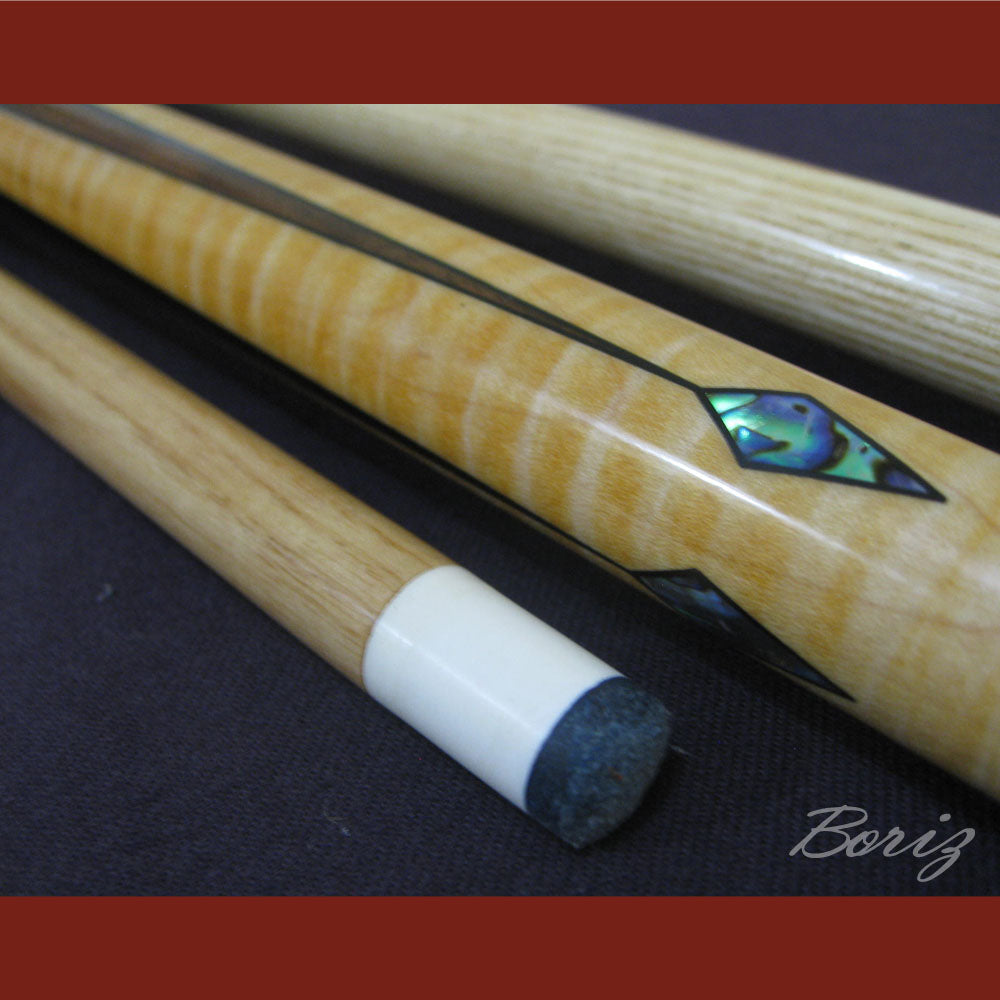 Boriz Billiards Raw Snake Skin Leather Grip Pool Cue Stick Original Inlay Artwork #BCC013
