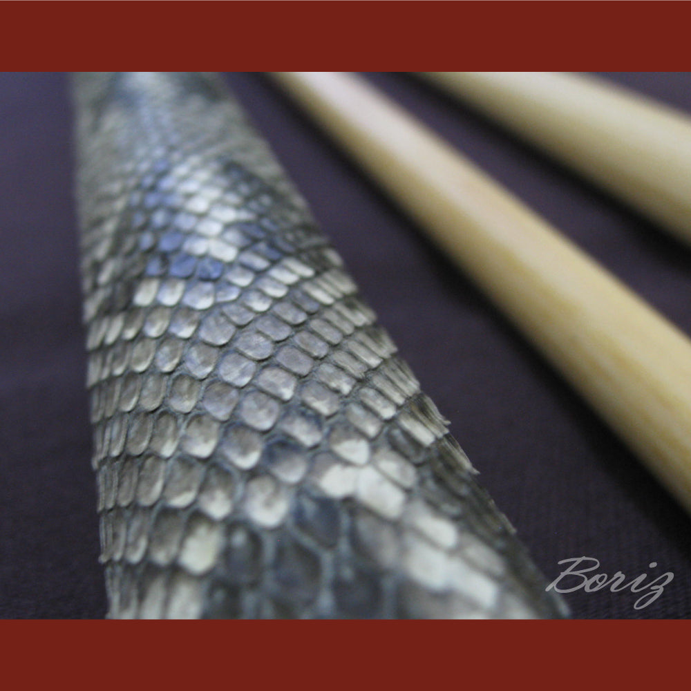 Boriz Billiards Raw Snake Skin Leather Grip Pool Cue Stick Original Inlay Artwork #BCC014