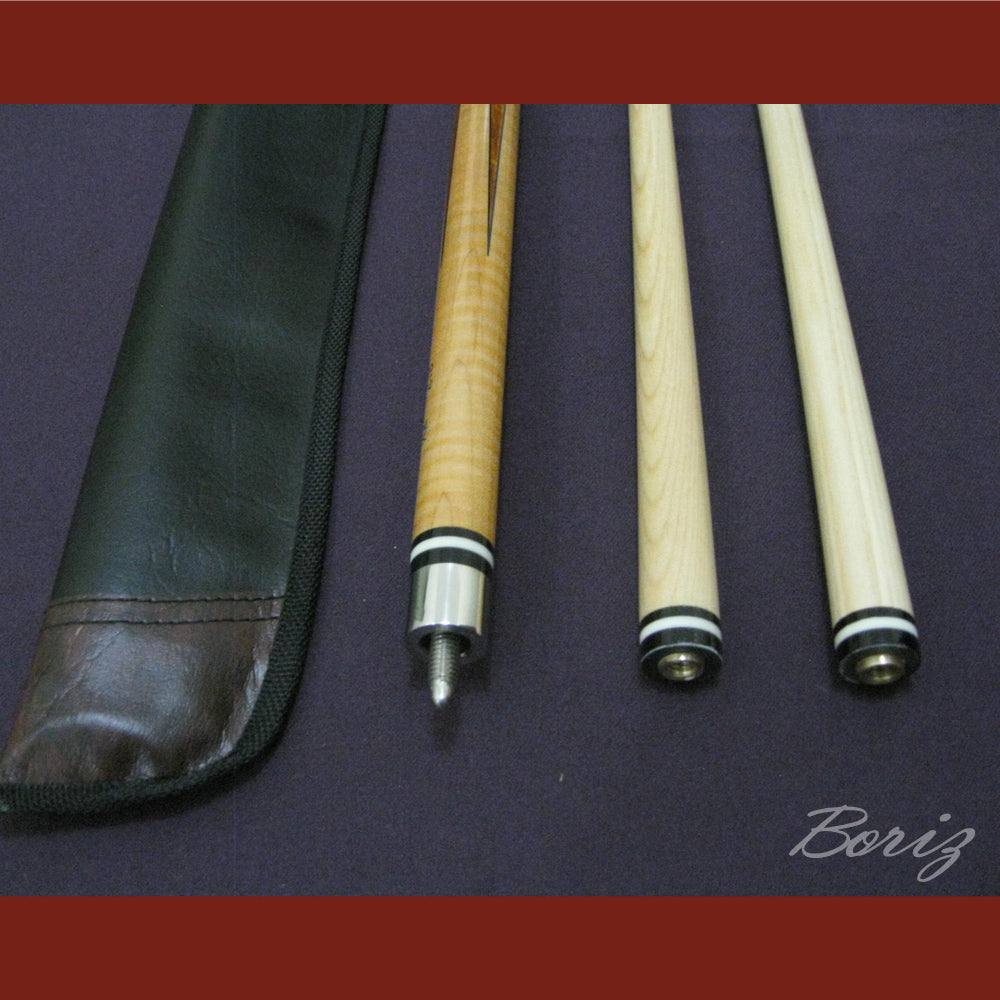 Boriz Billiards Raw Snake Skin Leather Grip Pool Cue Stick Original Inlay Artwork #BCC016