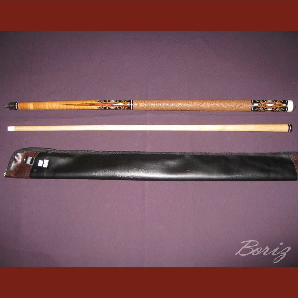 Boriz Billiards Brown Snake Skin Leather Grip Pool Cue Stick Original Inlay Artwork #BCC018