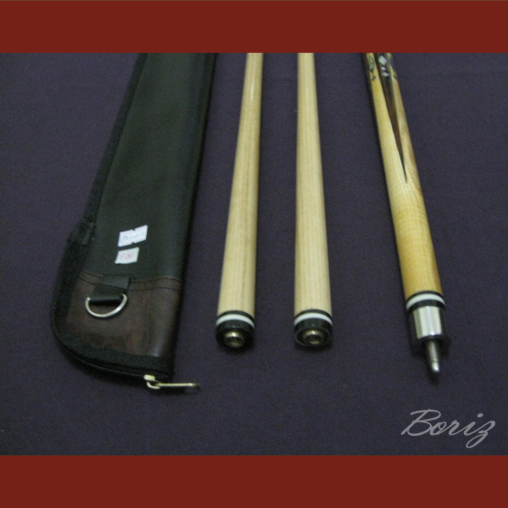 Boriz Billiards Raw Snake Skin Leather Grip Pool Cue Stick Original Inlay Artwork #BCC019