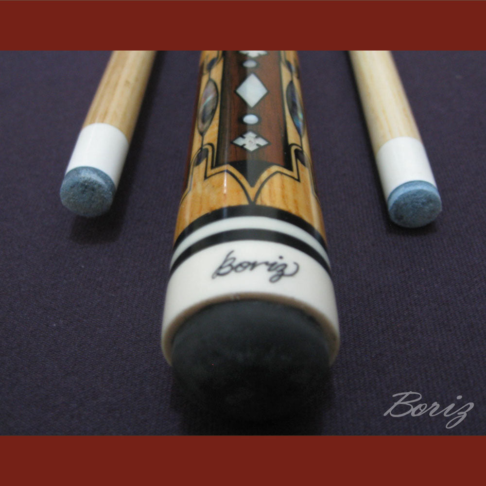 Boriz Billiards Raw Snake Skin Leather Grip Pool Cue Stick Original Inlay Artwork #BCC019