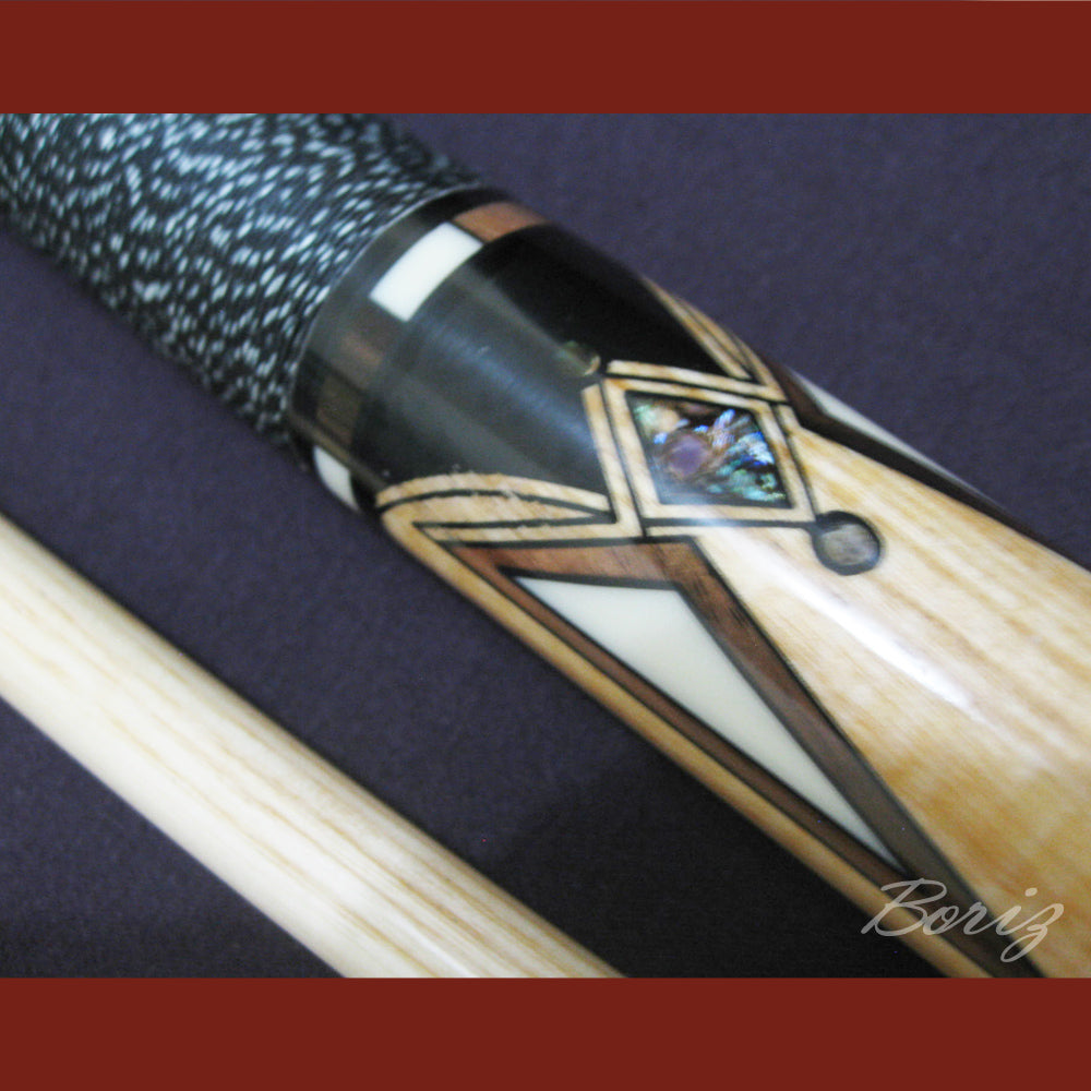 Boriz Billiards Black Linen Wrap Grip Pool Cue Stick Original Inlay Artwork #BCC020