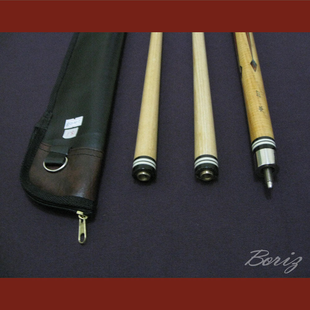 Boriz Billiards Raw Snake Skin Leather Grip Pool Cue Stick Original Inlay Artwork #BCC021
