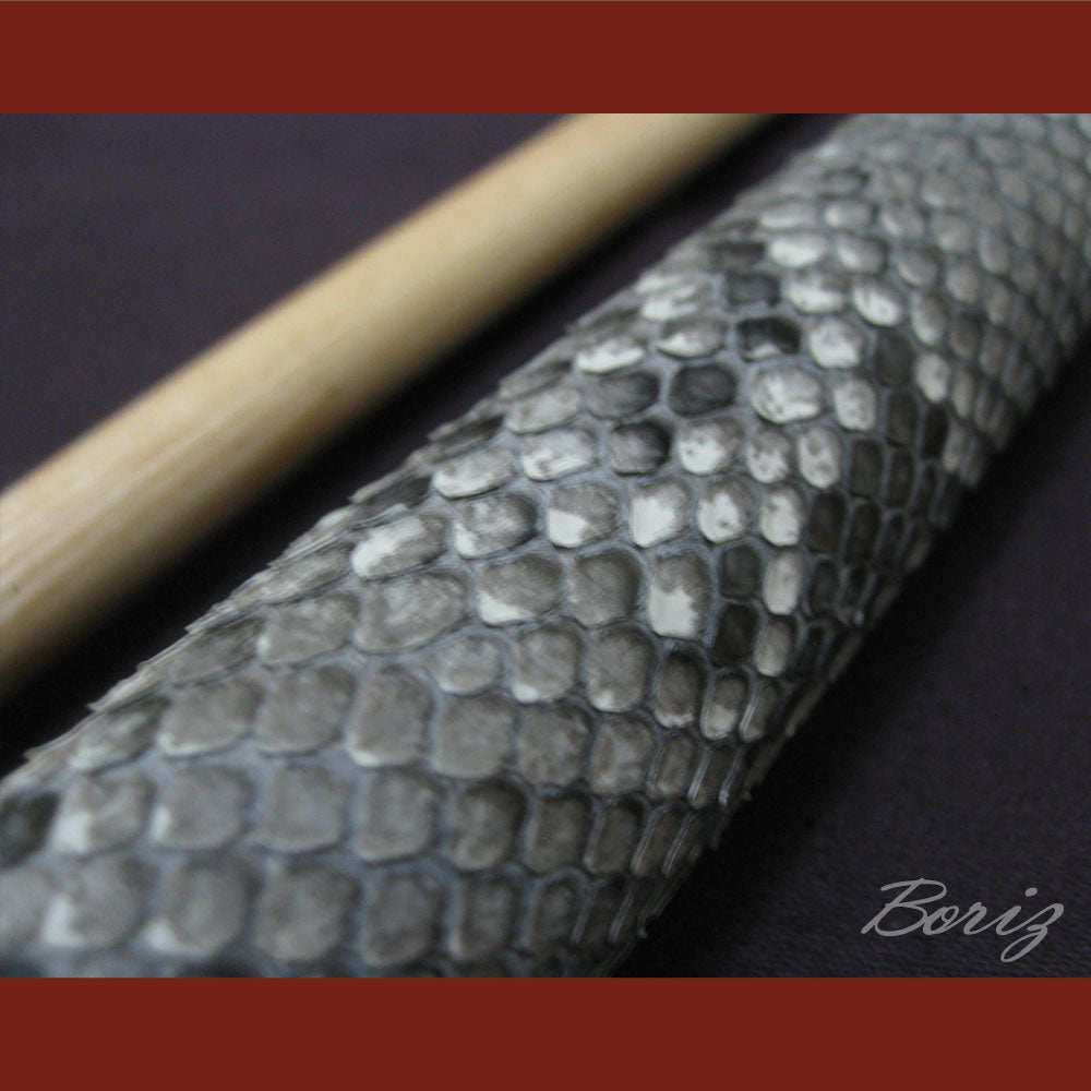 Boriz Billiards Raw Snake Skin Leather Grip Pool Cue Stick Original Inlay Artwork #BCC021