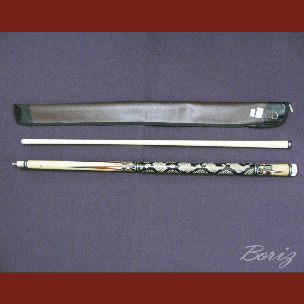 Boriz Billiards Laminated Snake Skin Grip Pool Cue Stick Original Inlay Artwork #BCC024