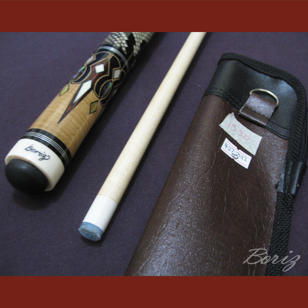 Boriz Billiards Laminated Snake Skin Grip Pool Cue Stick Original Inlay Artwork #BCC024