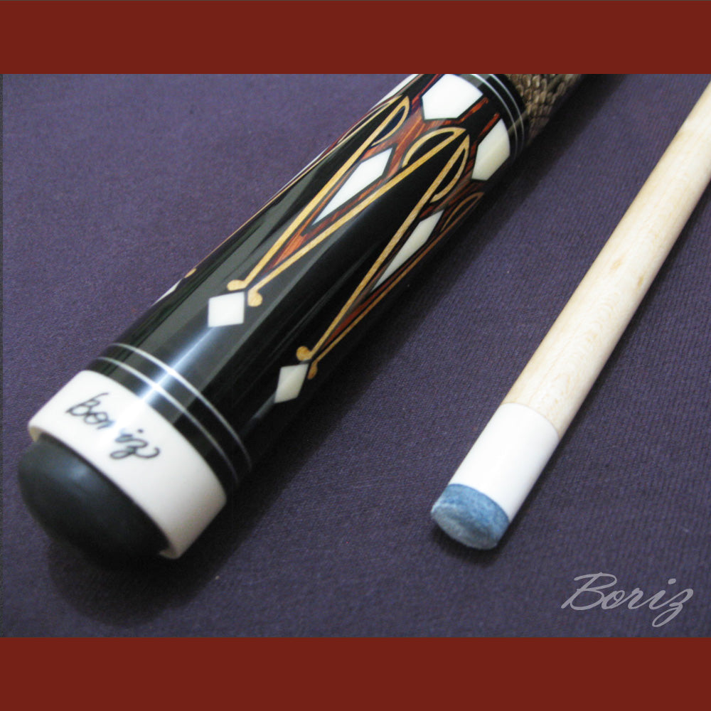 Boriz Billiards Laminated Snake Skin Grip Pool Cue Stick Original Inlay Artwork #BCC025