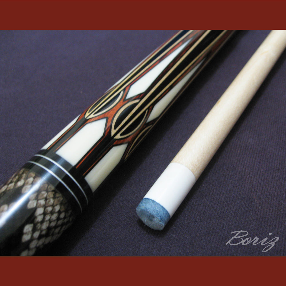 Boriz Billiards Laminated Snake Skin Grip Pool Cue Stick Original Inlay Artwork #BCC025