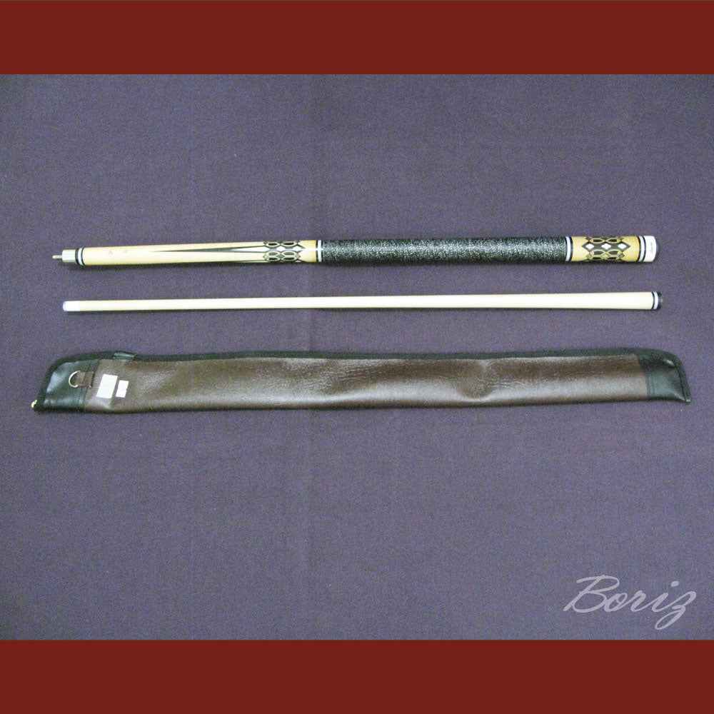 Boriz Billiards Black Linen Wrap Grip Pool Cue Stick Original Inlay Artwork #BCC026