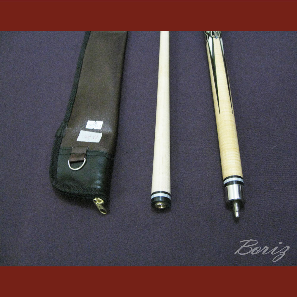 Boriz Billiards Black Linen Wrap Grip Pool Cue Stick Original Inlay Artwork #BCC026