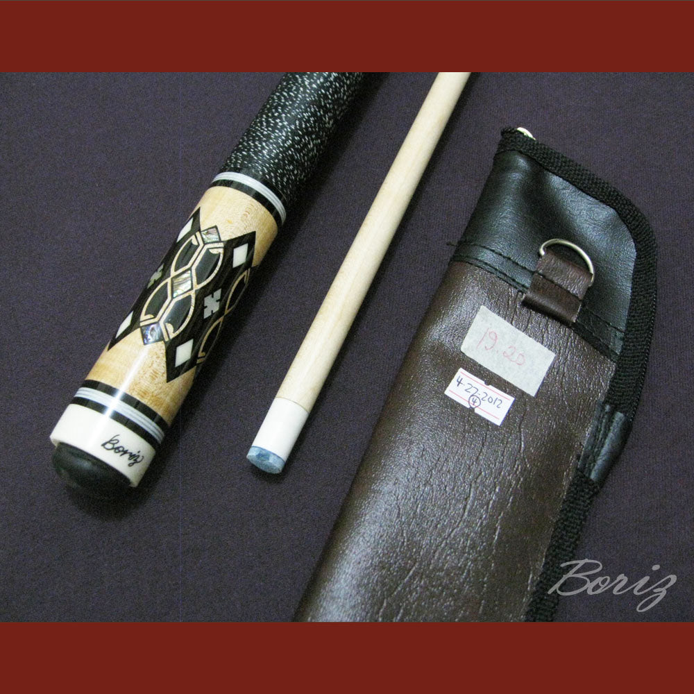 Boriz Billiards Black Linen Wrap Grip Pool Cue Stick Original Inlay Artwork #BCC026