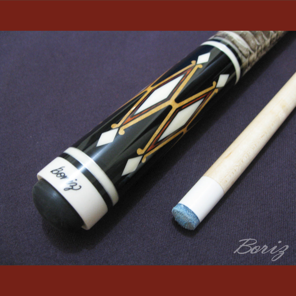 Boriz Billiards Laminated Snake Skin Grip Pool Cue Stick Original Inlay Artwork #BCC027