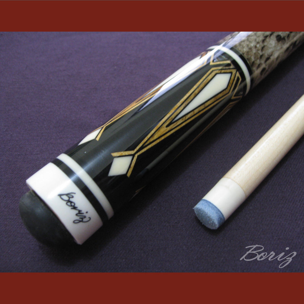 Boriz Billiards Laminated Snake Skin Grip Pool Cue Stick Original Inlay Artwork #BCC028