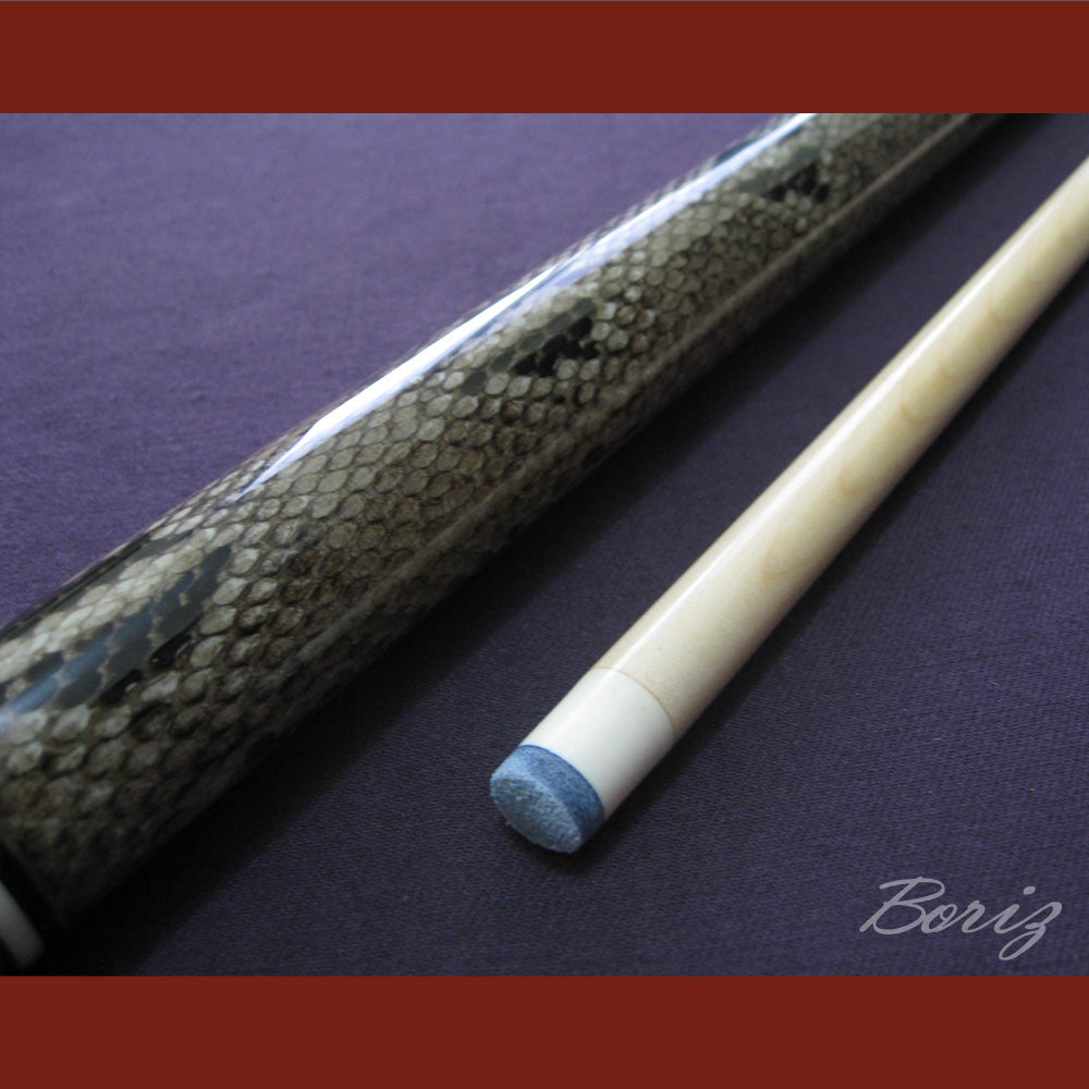 Boriz Billiards Laminated Snake Skin Grip Pool Cue Stick Original Inlay Artwork #BCC028
