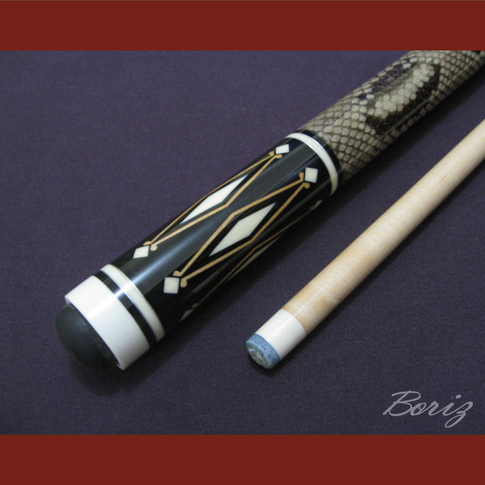Boriz Billiards Laminated Snake Skin Grip Pool Cue Stick Original Inlay Artwork #BCC029
