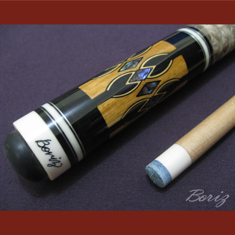Boriz Billiards Laminated Snake Skin Grip Pool Cue Stick Original Inlay Artwork #BCC030