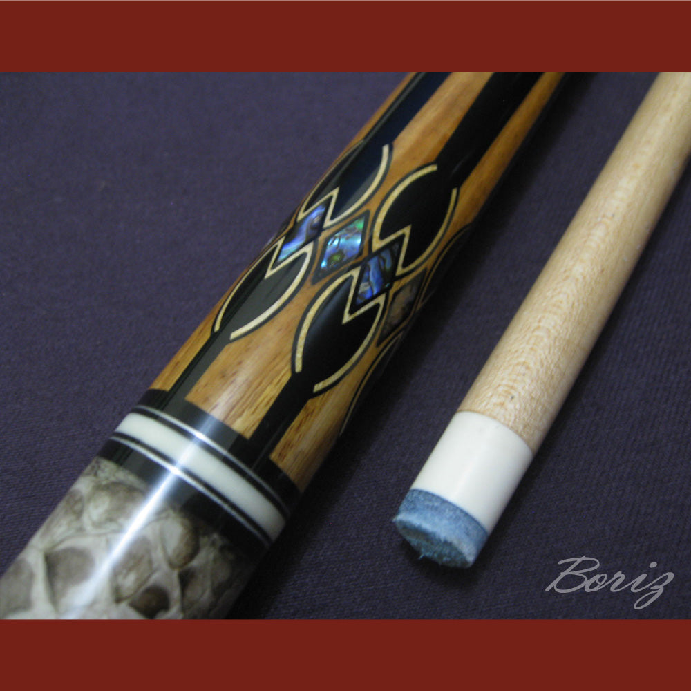 Boriz Billiards Laminated Snake Skin Grip Pool Cue Stick Original Inlay Artwork #BCC030