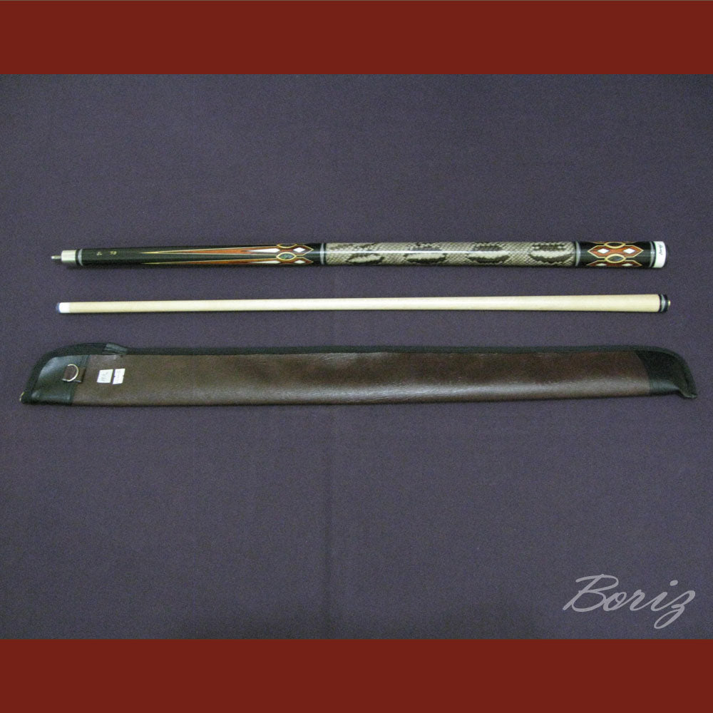 Boriz Billiards Laminated Snake Skin Grip Pool Cue Stick Original Inlay Artwork #BCC031