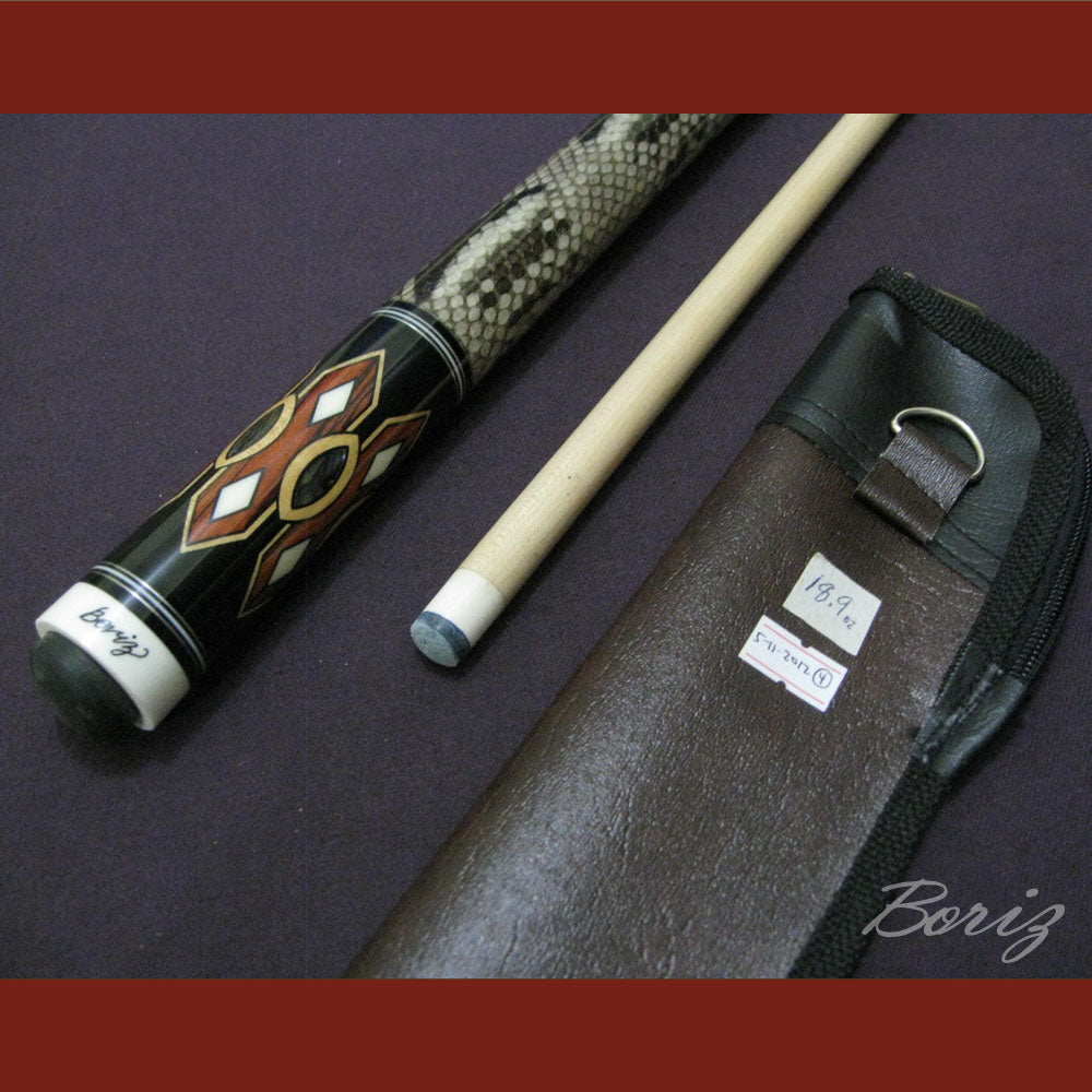 Boriz Billiards Laminated Snake Skin Grip Pool Cue Stick Original Inlay Artwork #BCC031