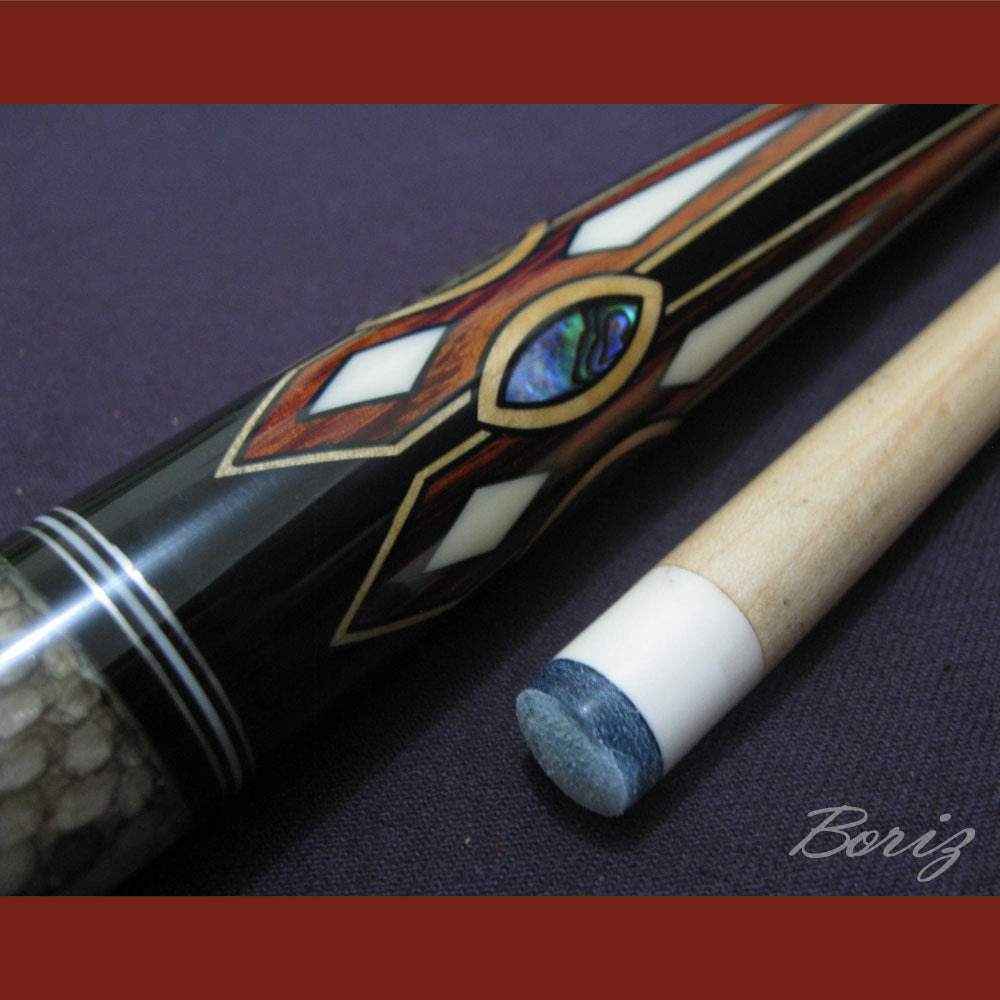 Boriz Billiards Laminated Snake Skin Grip Pool Cue Stick Original Inlay Artwork #BCC031