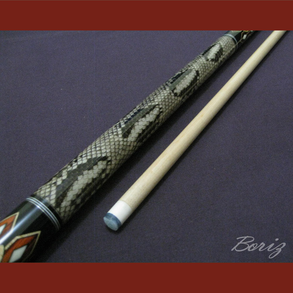 Boriz Billiards Laminated Snake Skin Grip Pool Cue Stick Original Inlay Artwork #BCC031