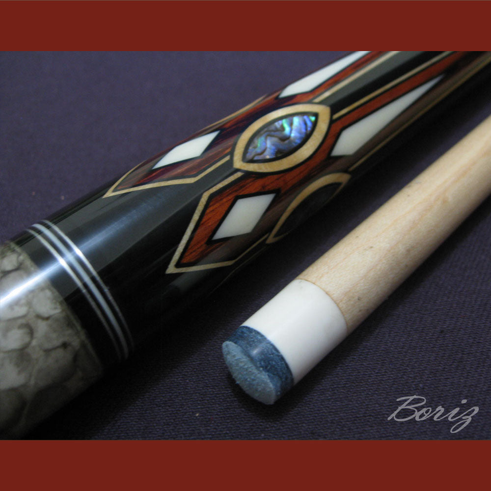 Boriz Billiards Laminated Snake Skin Grip Pool Cue Stick Original Inlay Artwork #BCC031