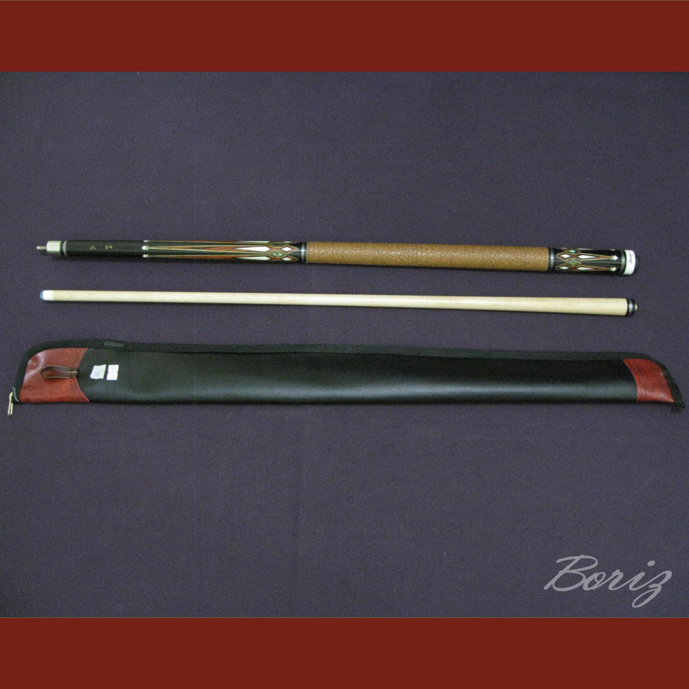 Boriz Billiards Brown Snake Skin Leather Grip Pool Cue Stick Original Inlay Artwork #BCC032